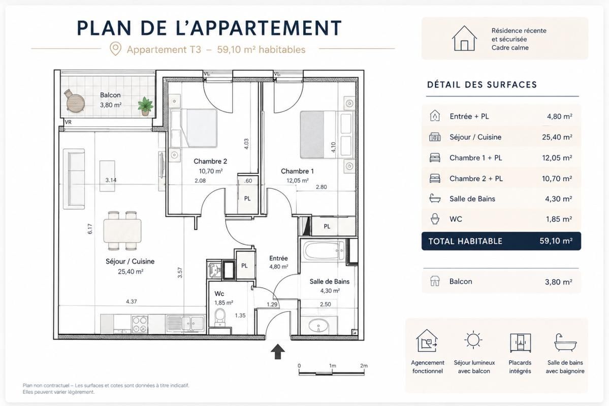 appartement 3 Pièces en vente sur Les Sables-d'Olonne (85340)